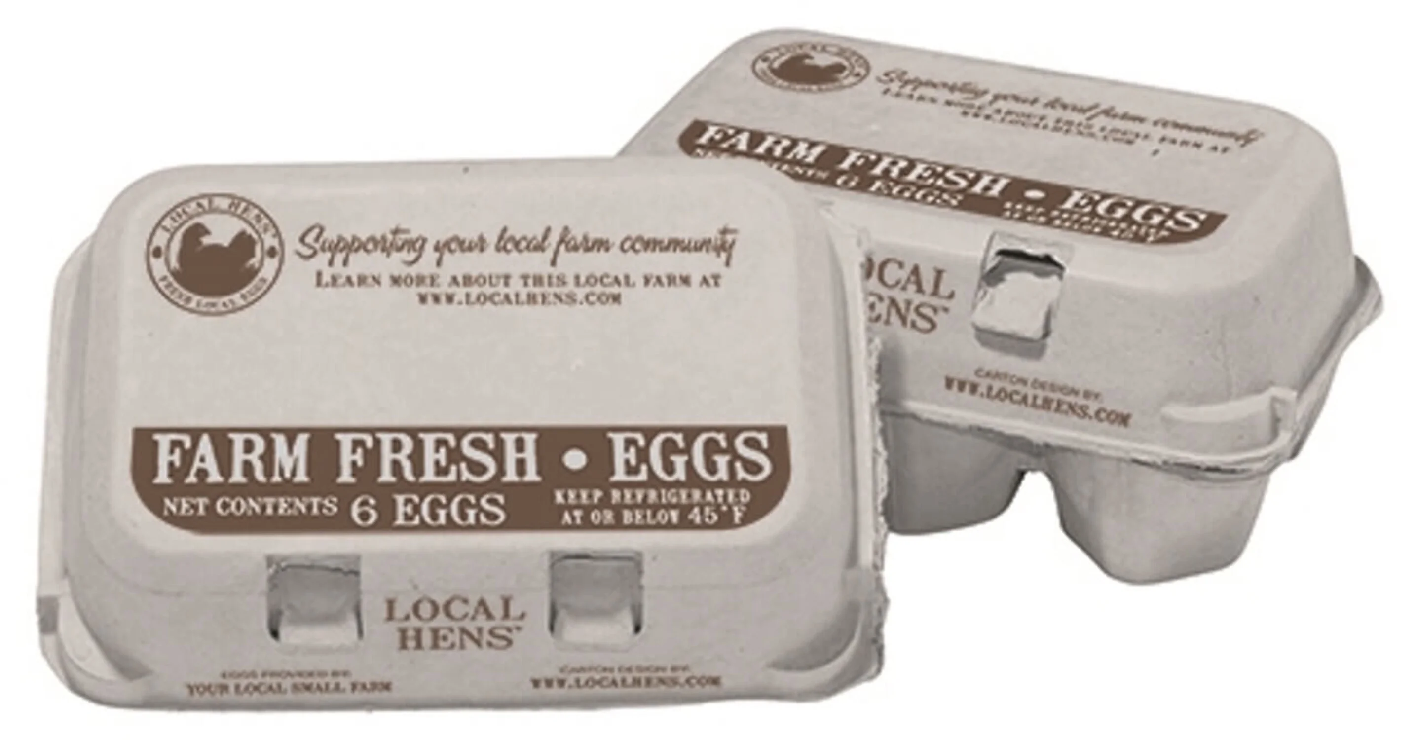 Local Hens Printed Split 6-Egg No Grade/No Size Paper-Pulp Carton with UPC - 50 pack