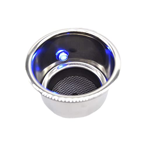 MARINE CITY Blue LED Light Cup Holder with Drain, Stainless Steel, Durable, Corrosion-Resistant, Easy Installation for Boats, Poker Tables, Yachts, Ships (Pack of 1)