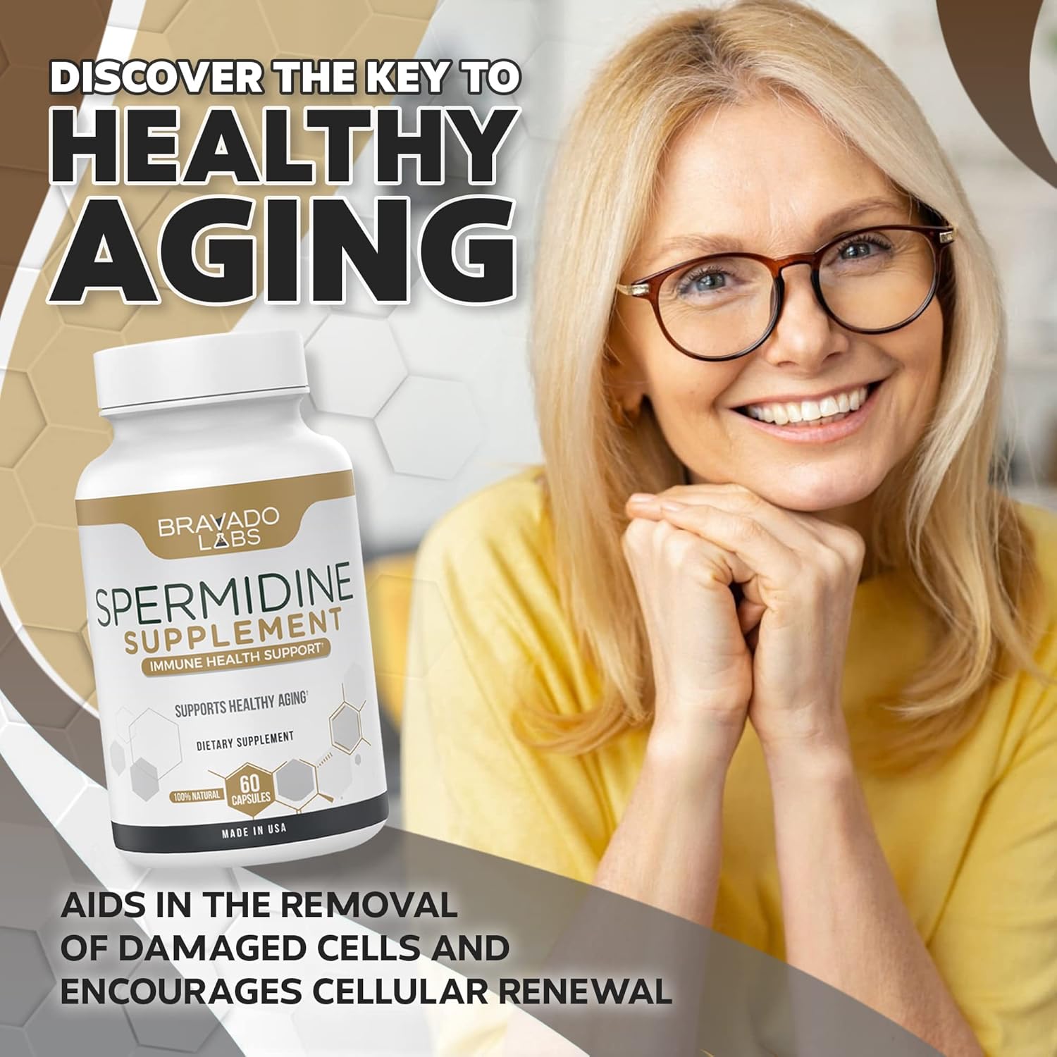 Premium Spermidine Supplement - Concentrated Wheat Germ Extract with Thiamine - Advanced Mitochondria, Cell Health and Immune Support - Non-GMO, All-Natural Formula - 60 ct