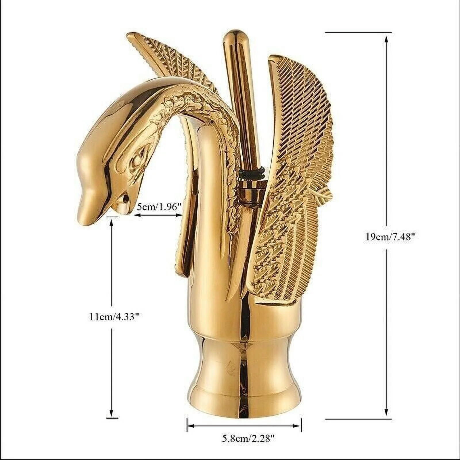 LIFFSSDG Swan Faucet Bathroom Sink Faucet Polished Gold Swan Shaped Single Handle One Hole Lavatory Basin Tap Mixer Deck Mount Bird Faucet
