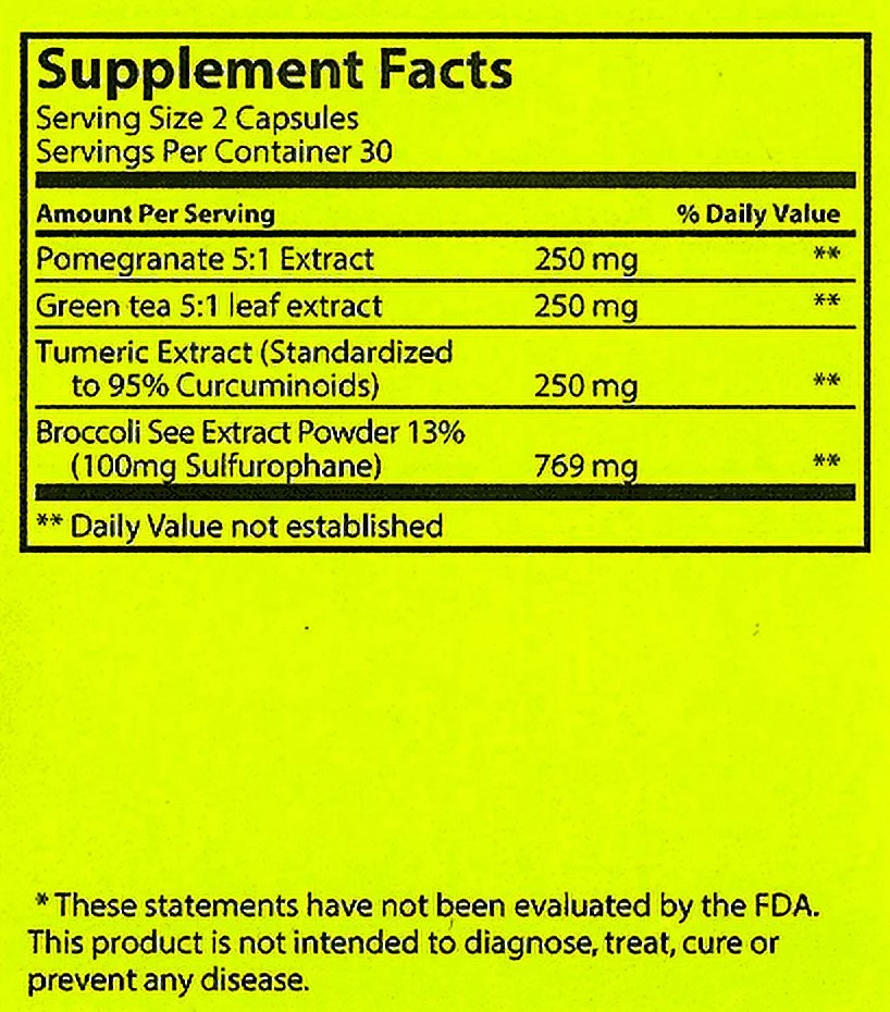POMI 10X - 10 Times Stronger Than The Competition! - Lower PSA Levels - See Our LAB Results! - 100% Natural Ingredients: Pomegranate, Green Tea, Turmeric, Broccoli - Vegan Capsules (60ct)