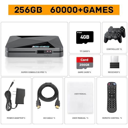 Kinhank Super Console X2 pro with 60000+Games Video Game Console,Retro Game Console with EmuELEC 4.5/Android 9.0 in 1, 2.4G+5G and BT 5.0,2 Gamepad Inside