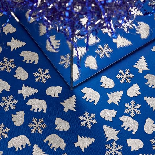 PAPER FAIR 1LB Metallic Red Green Christmas Crinkle Cut Paper Shred Filler w/Tree & Snowflake Confetti, Gift Wrap Packaging Raffia Tissue Strand, Craft Bedding Cushion, Winter Birthday Box Basket