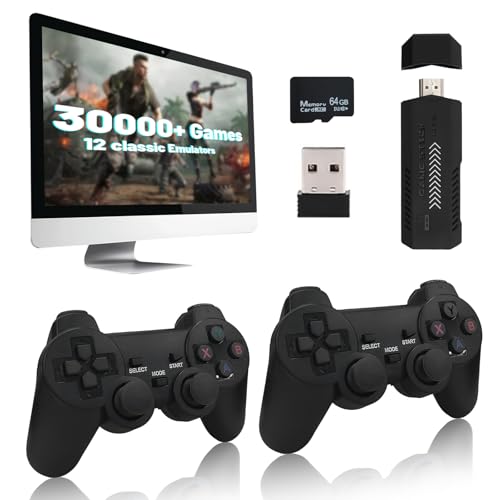 Yuieapl Retro Gaming Console, with 30000+ games built in, 4KHDMI Output, dual 2.4GHz wireless controllers - plug and play