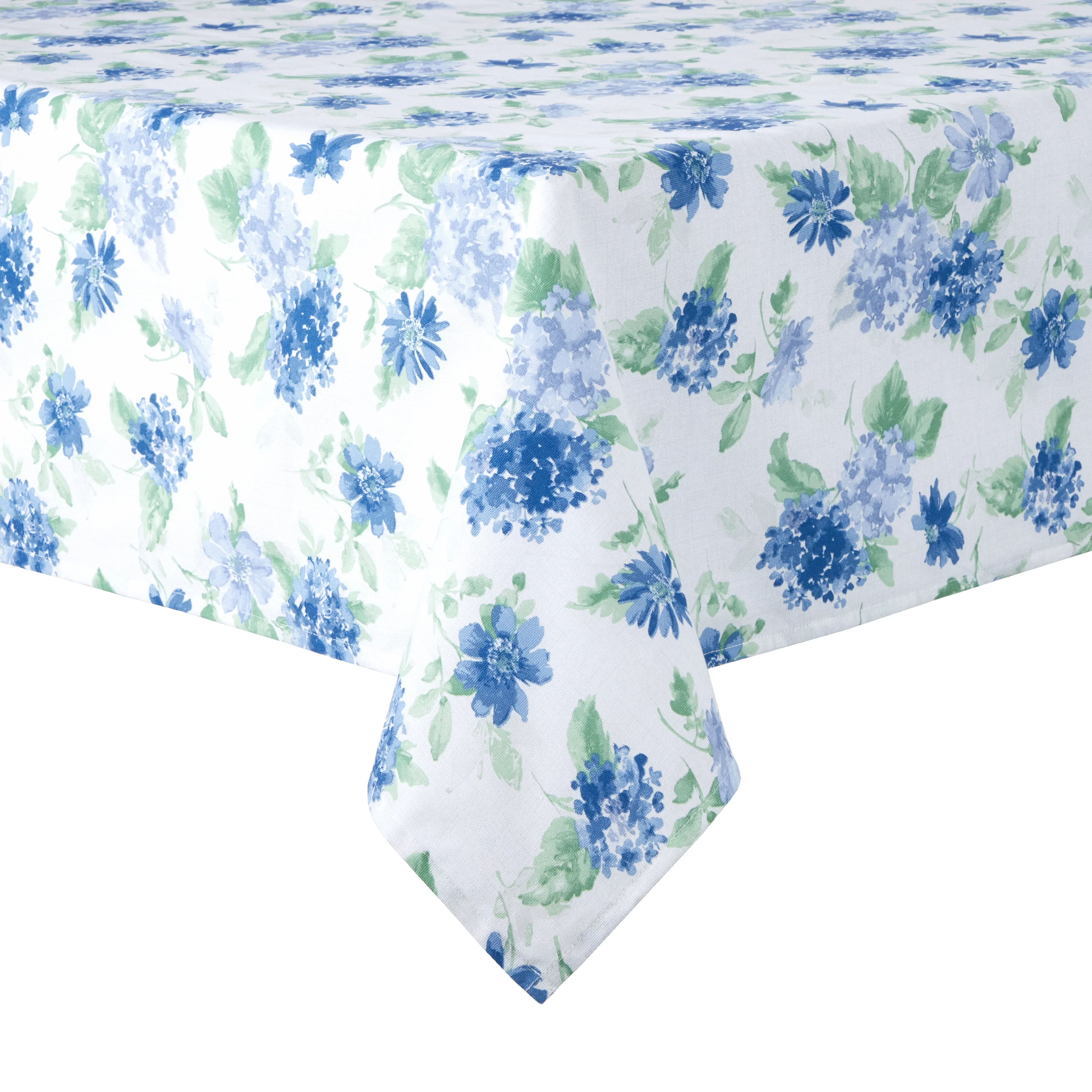 Martha Stewart Amber Floral Fabric Tablecloth Single Pack, Blue/Green, 60