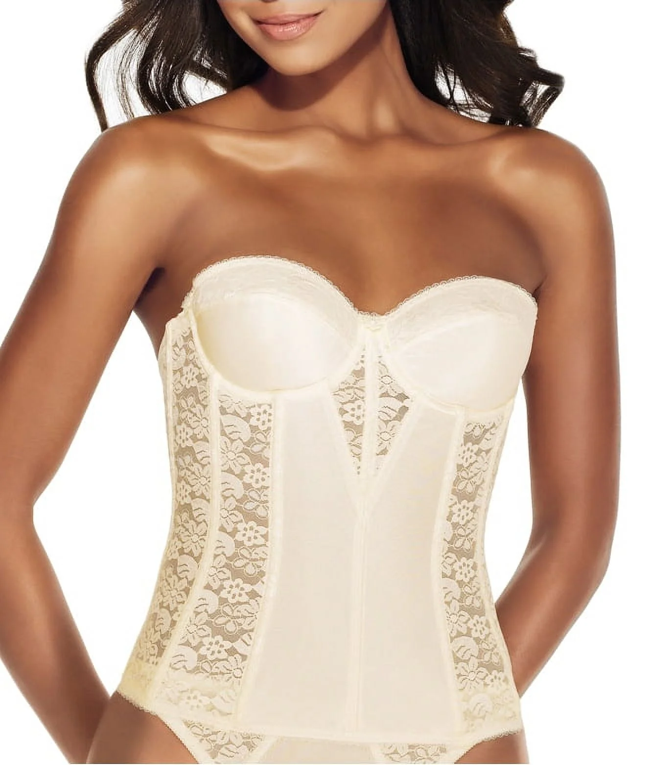 Women's Dominique 8949 Colette Lace Corset Bridal Longline Bra (Ivory 32D)