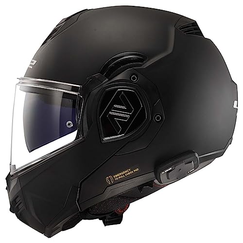 LS2 Helmets Advant Modular Helmet with Integrated Cardo 4X Bluetooth (Noir Matte Black - Large)