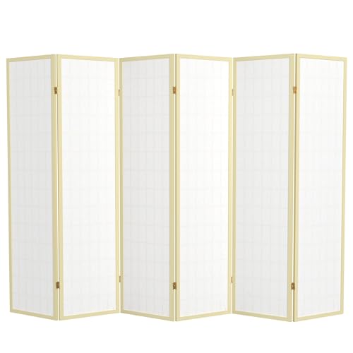 Red Lantern 6 ft. Tall Window Pane Shoji Screen-Natural-4 Panels Room Divider