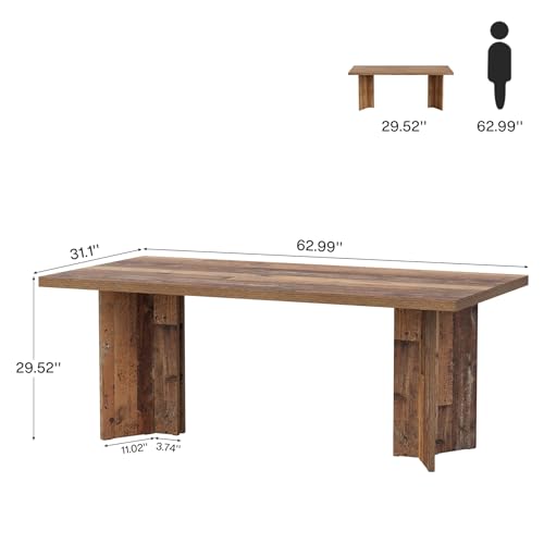 Tribesigns 63-inch Executive Desk, Vintage Office Computer Desk with Large Tabletop, Farmhouse Wood Writing Conference Table Workstation for Home Office, Study, Dark Brown