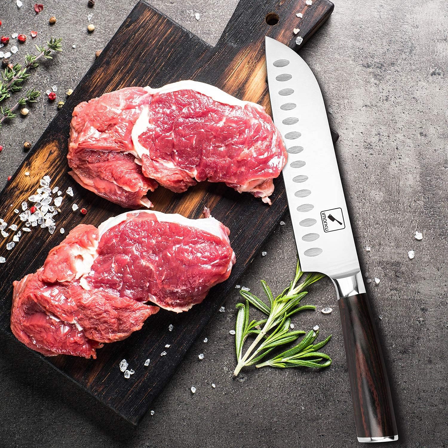 imarku Santoku Knife and Cleaver Knife 7 inch Kitchen Knife Ultra Sharp Asian Knife Japanese Chef Knife Meat Cleaver 7