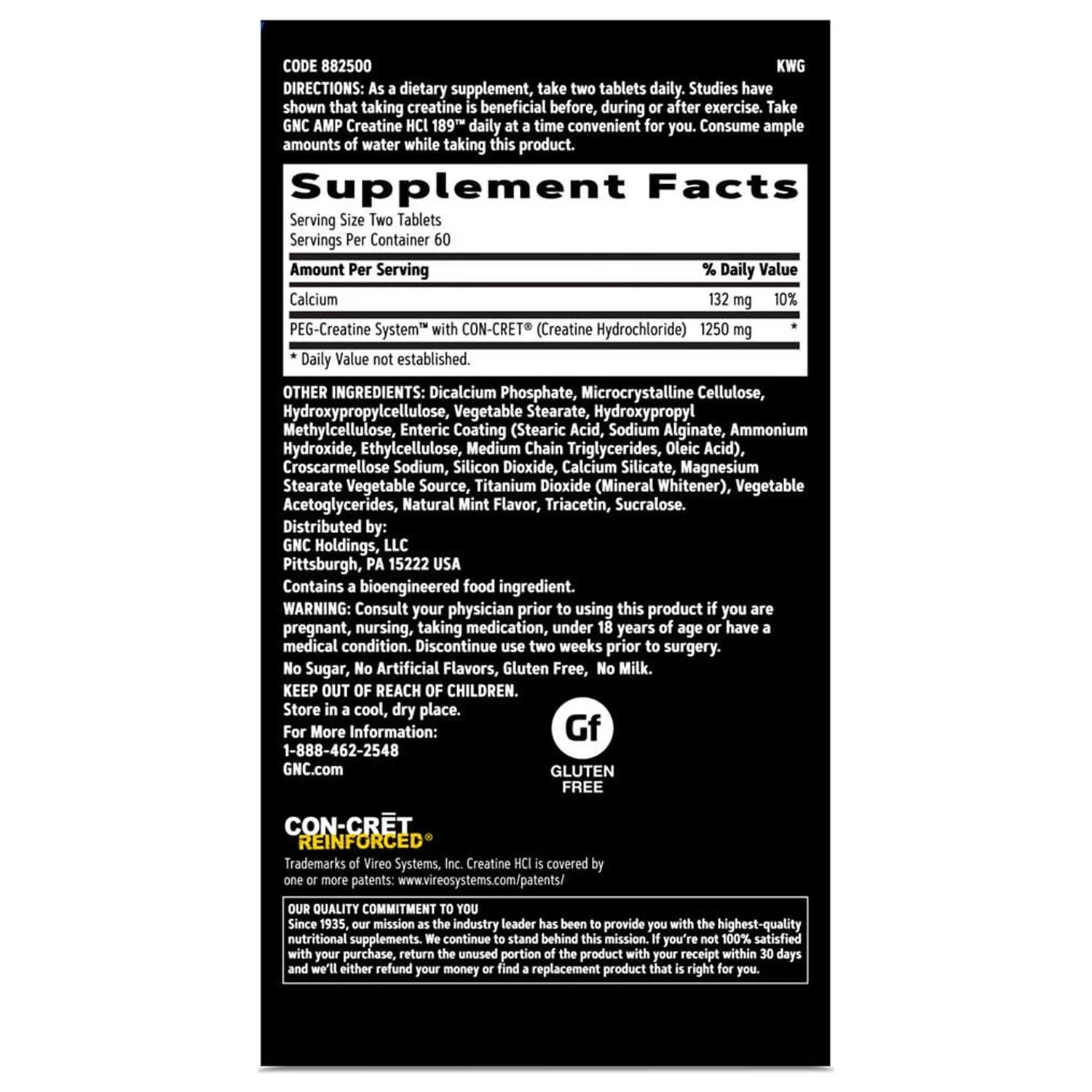 GNC AMP HCl 189, 120 Tablets