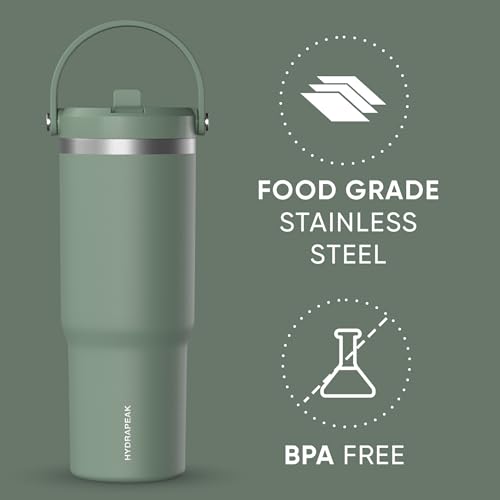 Hydrapeak Nomad 24 oz Tumbler with Handle and Straw Lid, Leakproof, Double Insulated, 24oz Cup Stainless Steel (Blush)