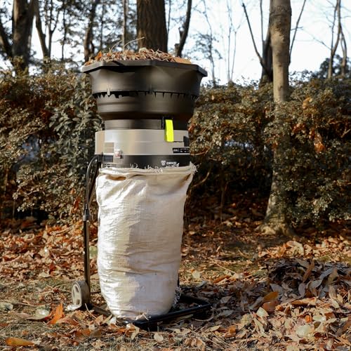 Electric Leaf Mulcher/Shredder: DEKOPRO 13-Amp 8200RPM Motor for 17:1 Reduction Ratio, Adjustable Control Dia with Leaf Scoops Spade and 20 Cutting Lines