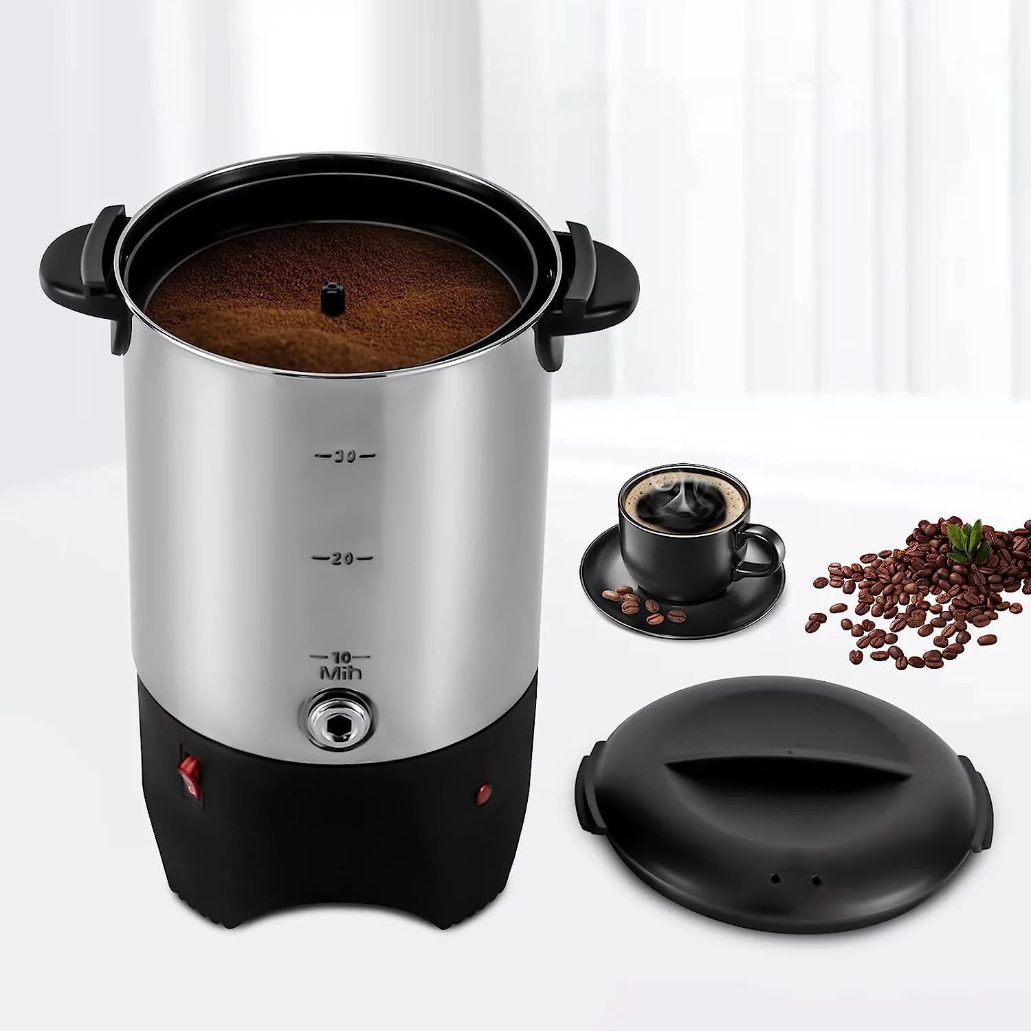 OUKANING 5.2L/175Oz Coffee Urn Machine Electric Hot Water Tea Urn Stainless Steel Boiler Dispenser Catering Kitchen 1000W