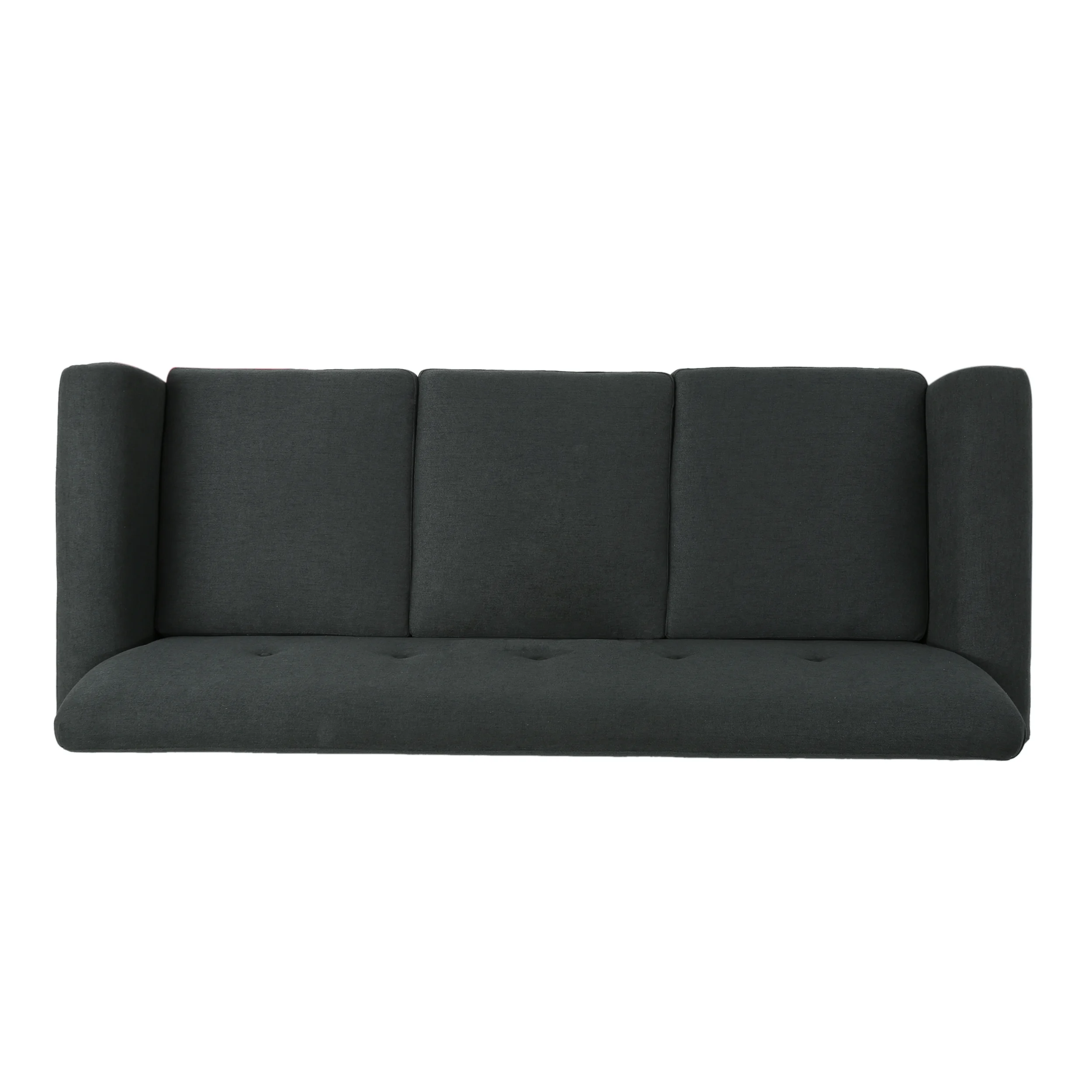 GDF Studio Emily Tufted Fabric 3 Seater Sofa, Dark Gray