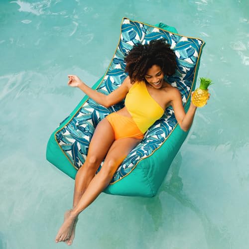 Big Joe Captain's Float No Inflation Needed Pool Lounger, Double Sided Mesh, Quick Draining Fabric