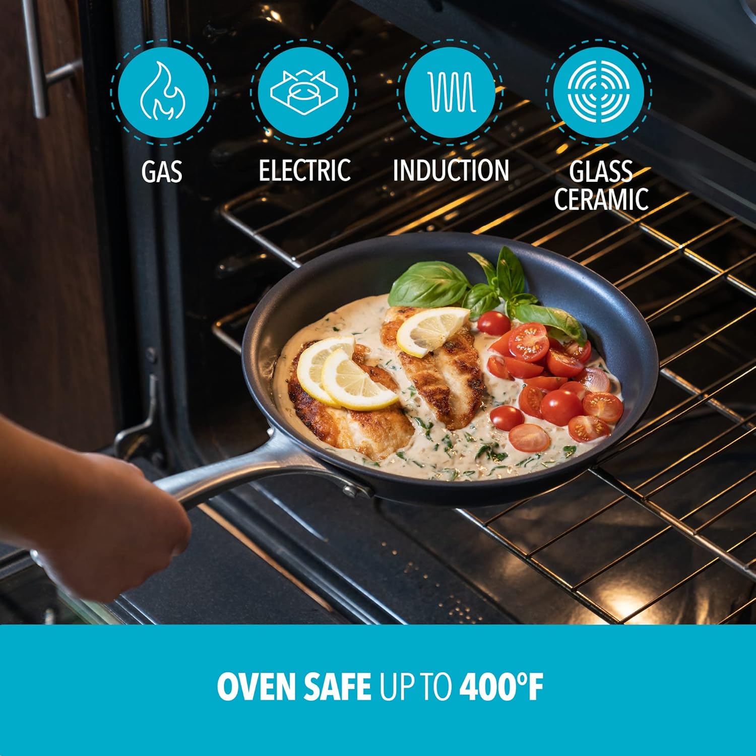 Bialetti Sapphire Hard Anodized Nonstick 10-Piece Oven-Safe Cookware Set, Gray - 10-Piece Set, Hard Anodized Aluminum, Nanotec-Infused Nonstick Surface, Stainless Steel Handles, Versatile, Oven-Safe