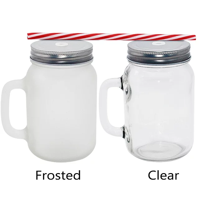 VING 48 Pack 12oz Sublimation Blank Mason Jar Cup Glass Tumbler Bottle Mugs with Handle Metal Lids and Plastic Straws