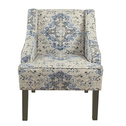 HomePop Velvet Swoop Arm Accent Chair, Suri Blue