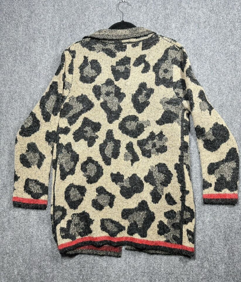 Joseph A. Women's TIPPED LEOPARD Draped Collar Open Front Cardigan, L