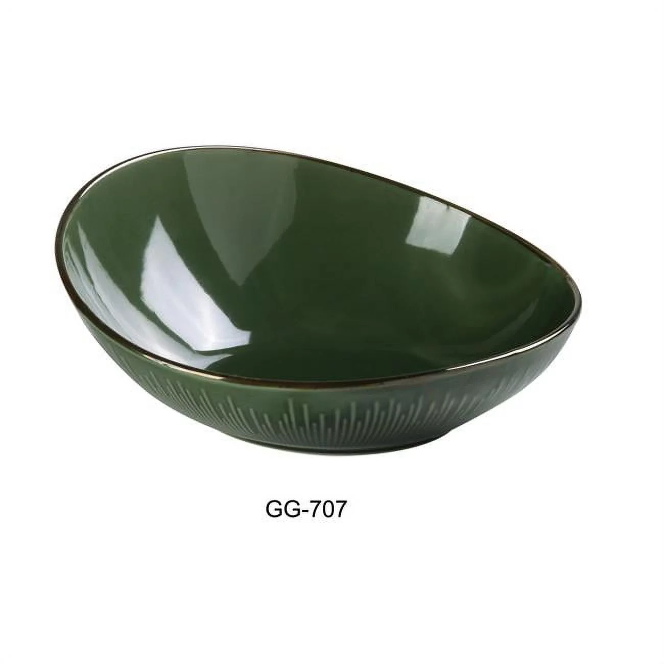 Yanco GG-707 16 oz Green Gem Sheer Bowl, Green - 1.75 in. - Pack of 12