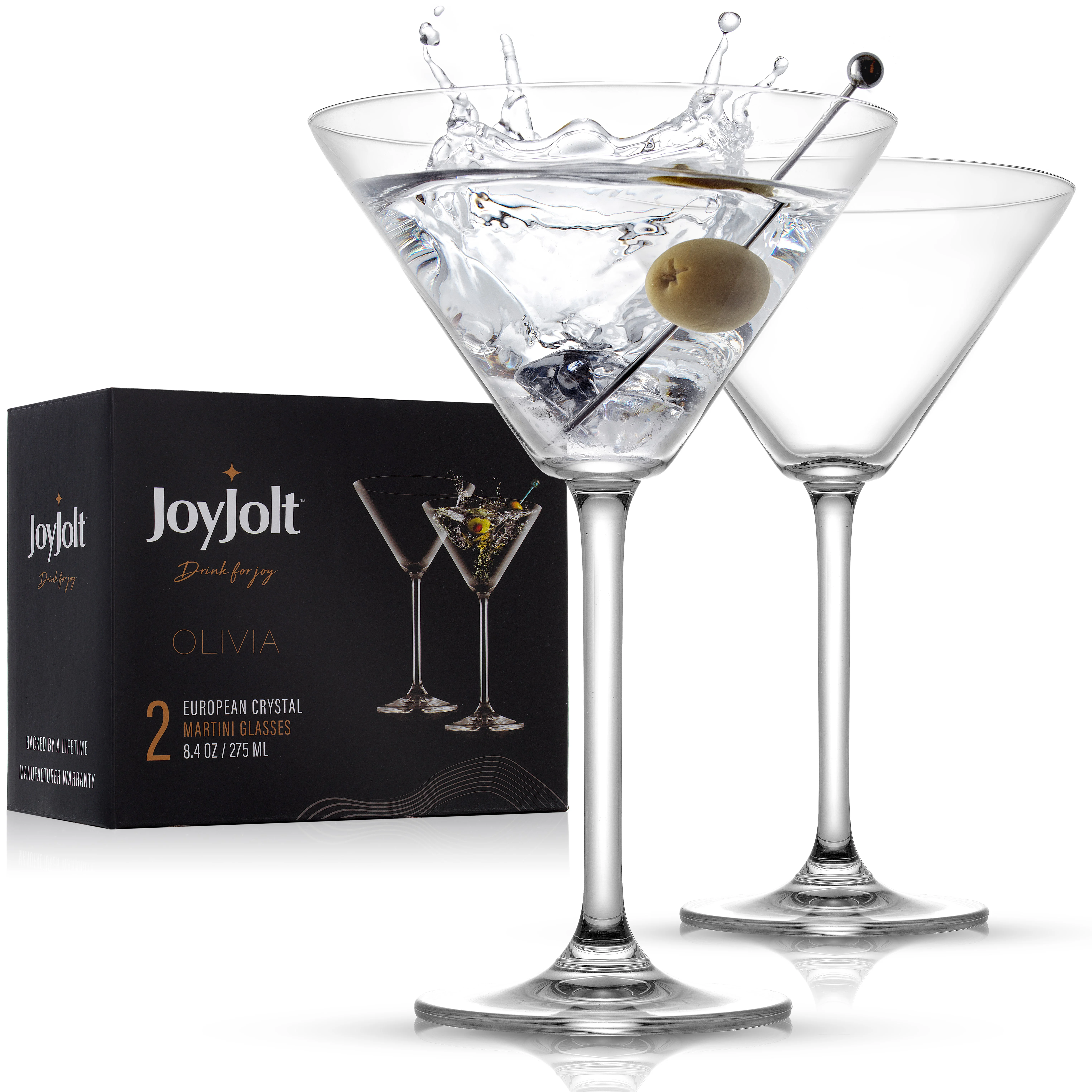 Olivia Premium Crystal Martini Glasses - 9.2 oz - Set of 2