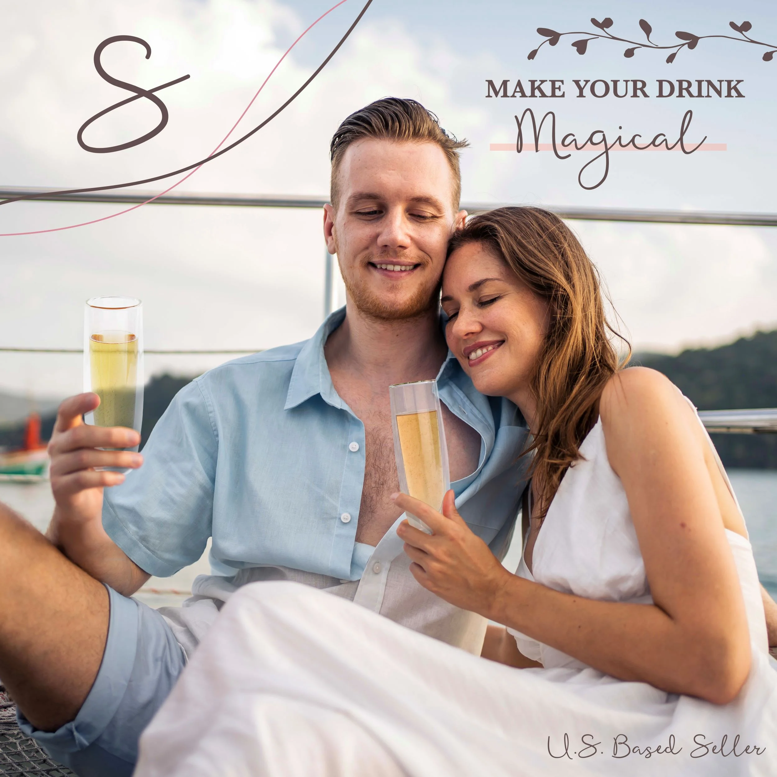 Spec101 Glass Champagne Flutes - Double Wall 5oz Glass Stemless Champagne Flutes