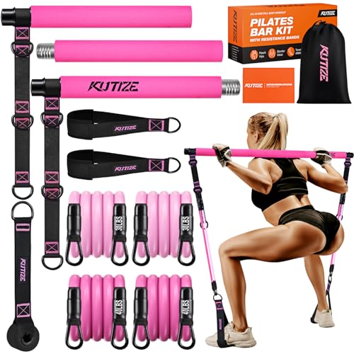 Pilates Bar Kit with Resistance Bands, Pilates Equipment, Multifunctional Pilates Bar for Women & Men, Pilates kit for Hip, Back, Arm, Full-Body Workouts, Home Gym Strength Training Equipment