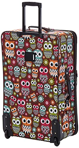 Rockland Jungle Softside Upright Luggage Set, Expandable, Owl, 4-Piece (14/29/24/28)