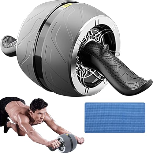 AB Wheel Roller with Resistance Spring, Automatic Rebound Exercise Abdominal Ultra-Wide Wheels Fitness for Gym & Home, Core Work-out Strength-Training Roller with Knee Pad, 14.6
