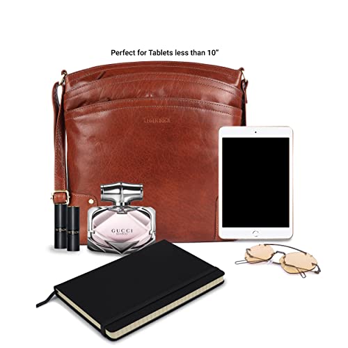 Terry Large Soft Real Leather Womens Crossbody Handbags and Purses-Triple Zip Premium Sling Crossover Shoulder Bag