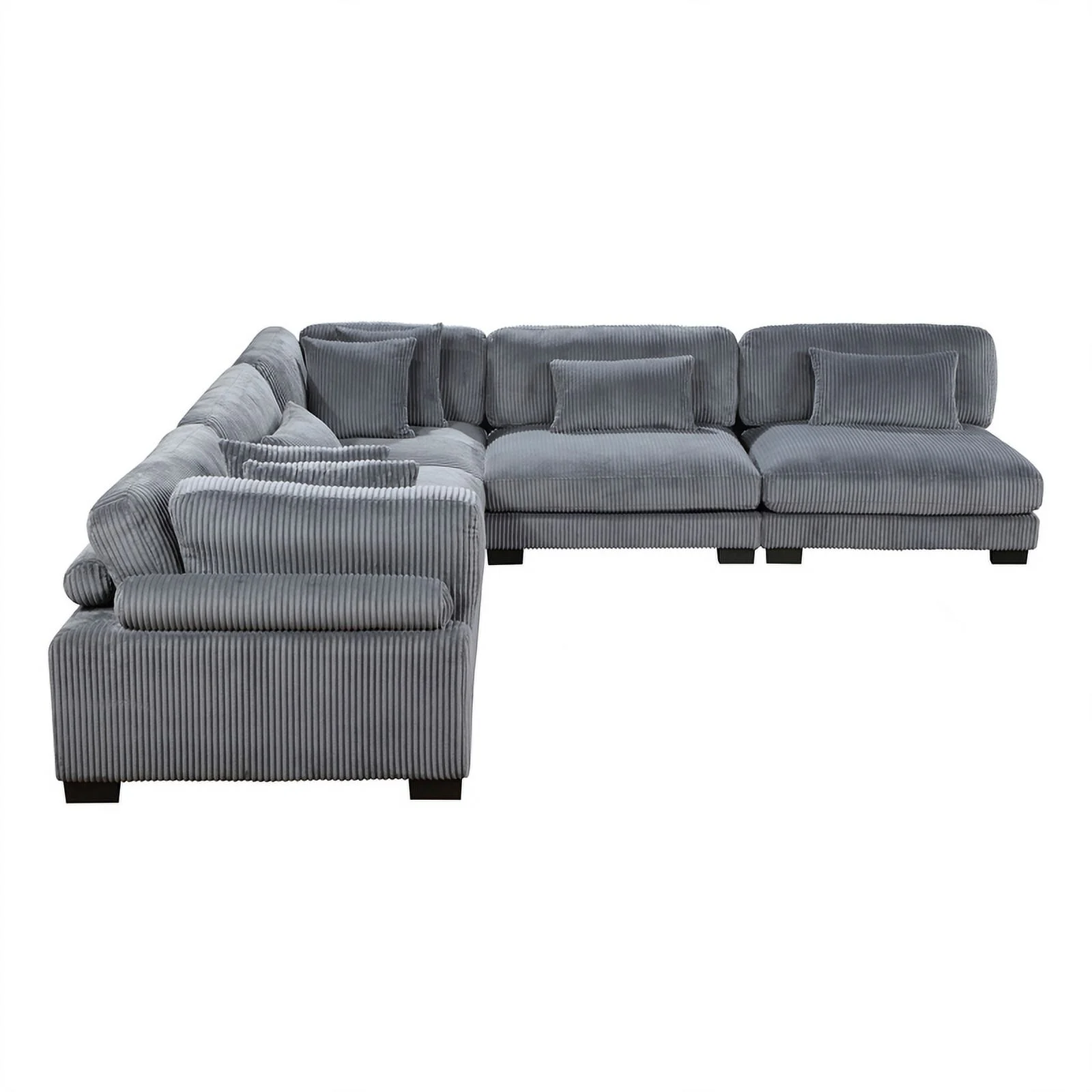 Pemberly Row 5-Piece CorduUpholstered Modular Sectional in Gray