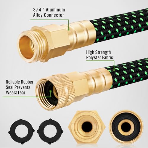 HBlife Garden Hose 50ft, Non Expandable Water Hose with 8 Watering Spray Nozzle, Flexible Lightweight Hose for Yard, Lawn, Car Wash and Outdoor