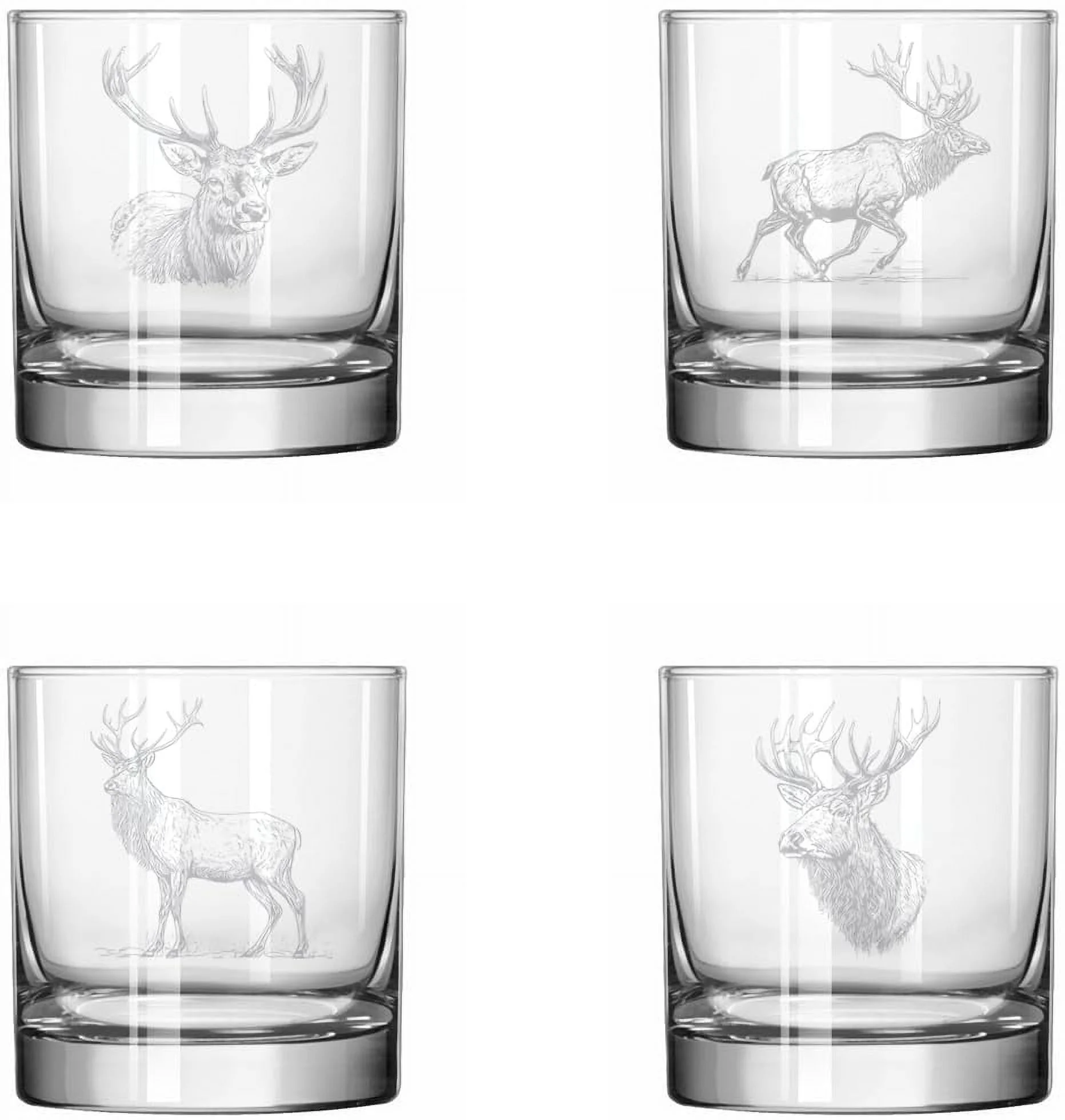 Set of 4 Glass 11 oz Rocks Whiskey Old Fashioned Gift Elk Collection