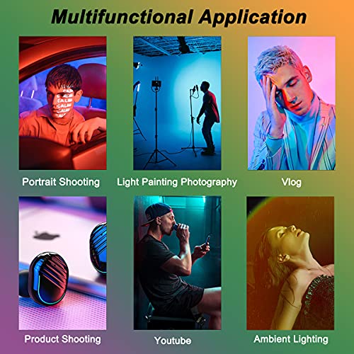 Sunset Projection Lamp, RGB Video Light, LED Camera Light 360° Full-Color2000mAh Rechargable, Magnet Adsorption, Night Light with Flexible Tripod Stand,Romantic Projector for Party Living Decor