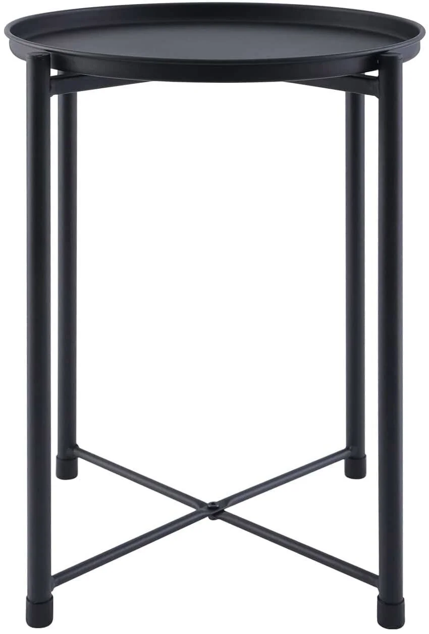 YSSOA Metal Tray End Table Removable top for Living Room Patio,16*16*20.5'', Black