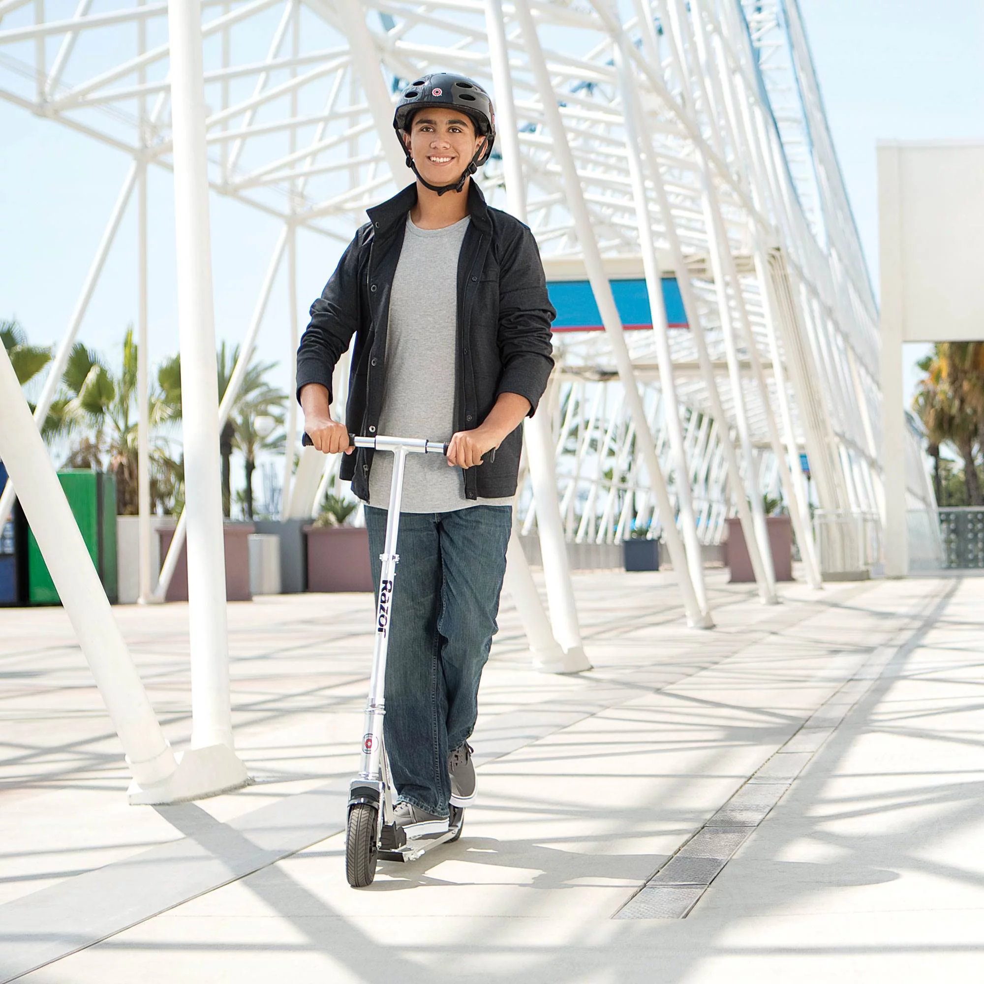 Razor A5 Air Kids Folding Aluminum Portable Kick Push Scooter, Black