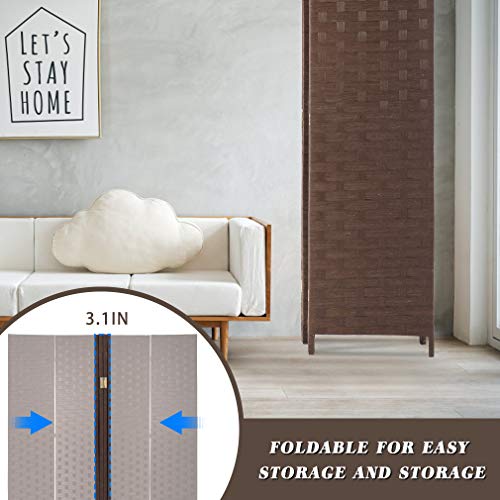 Wood Mesh Woven Design 4 Panel Folding Wooden Screen Room Divider