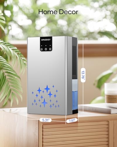 Dehumidifier, 95 OZ Water Tank Dehumidifiers for Home, 1000 sq. ft. Dehumidifier for Basement Bathroom Bedroom with Auto Shut Off, 7 Colors LED Light, Quiet Dehumidifiers with Sleep Mode, White