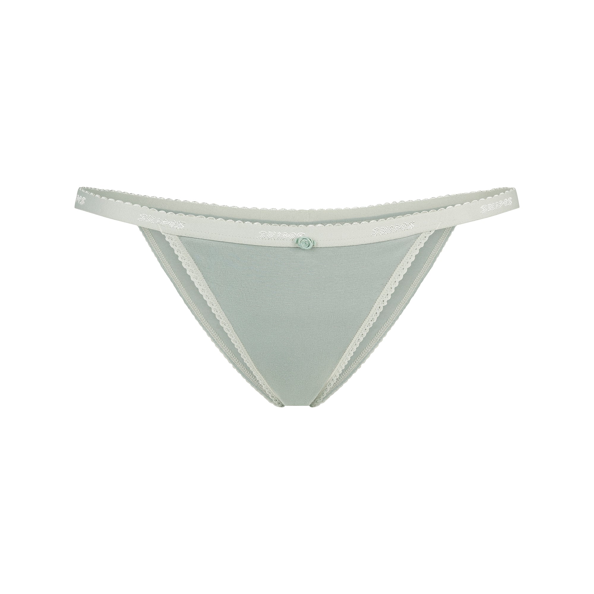 LIGHTWEIGHT COTTON LOGO PICOT STRING BIKINI | MINERAL