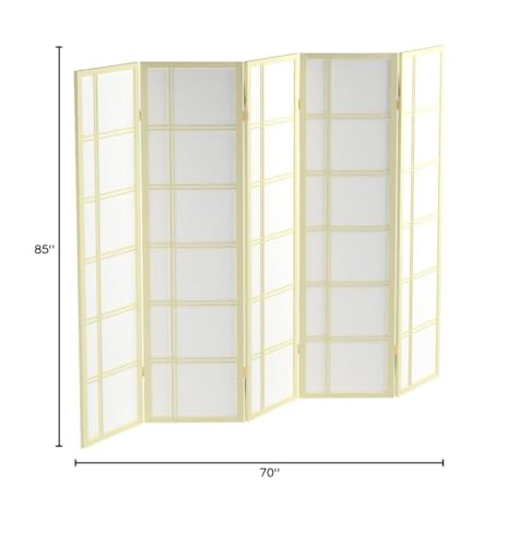 Red Lantern 6 ft. Tall Double Cross Shoji Screen-Grey-3 Panels Room Divider