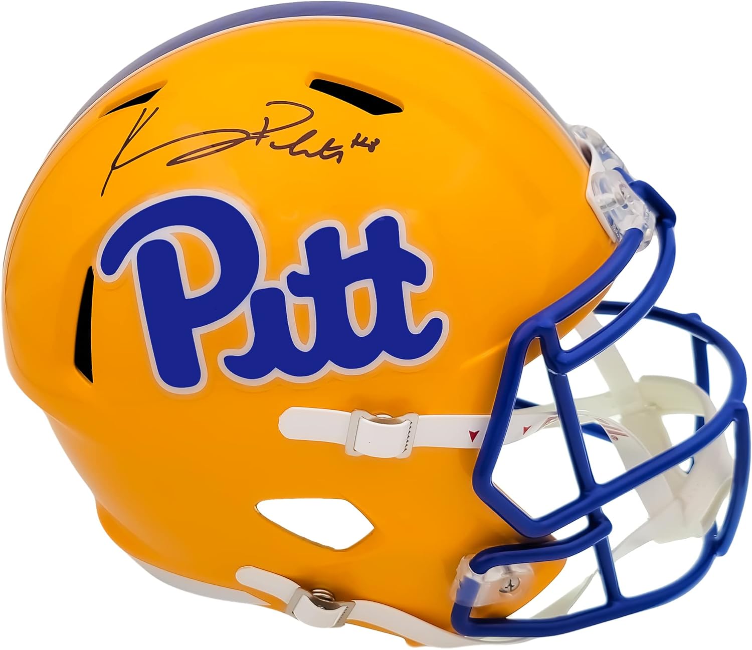 Kenny Pickett Autographed Pitt Gold Full Size Speed Helmet Beckett BAS QR