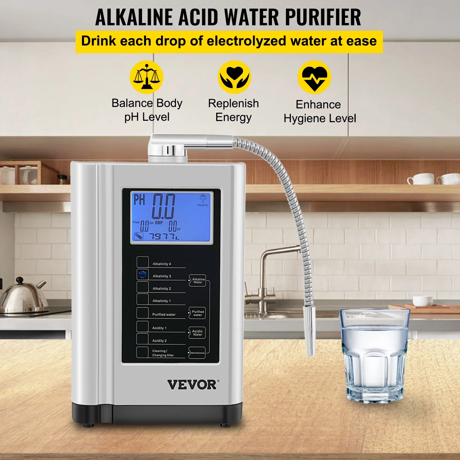 BENTISM  Water Ionizer Machine Alkaline Acid Water Purifier PH3.5-10.5 w/ 3.8