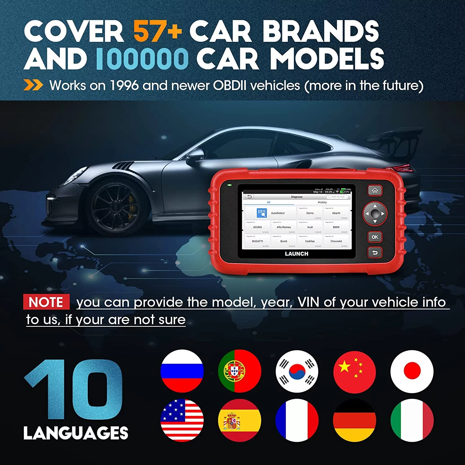 Launch CRP123X Elite OBD2 Scanner Car Diagnostic Code Reader ABS SRS Transmission SAS Calibration/Throttle Reset/Oil Reset, Battery Test,