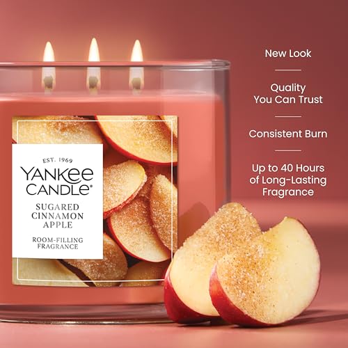 Yankee Candle Sugared Cinnamon Apple, Scented Candle, 22oz Large Jar with up to 150 Hour Burn Time, Giftable