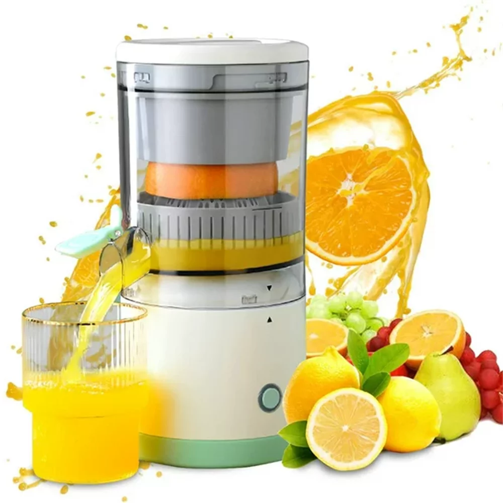 JahyShow Lemon Squeezer - Hand-Free Electric Citrus Juicer for Fresh Orange and Lemon Juice, USB Rechargeable, White-Blue