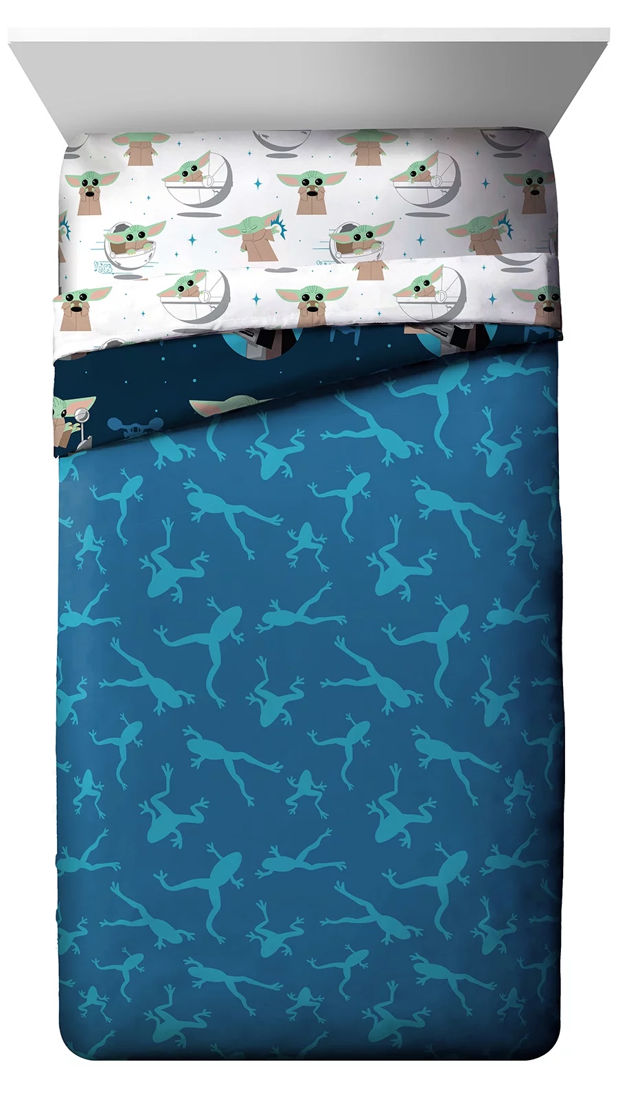 Disney The Mandalorian 4-Piece Baby Yoda Grogu and Friends Kids White Microfiber Bed-in-a-Bag, Twin