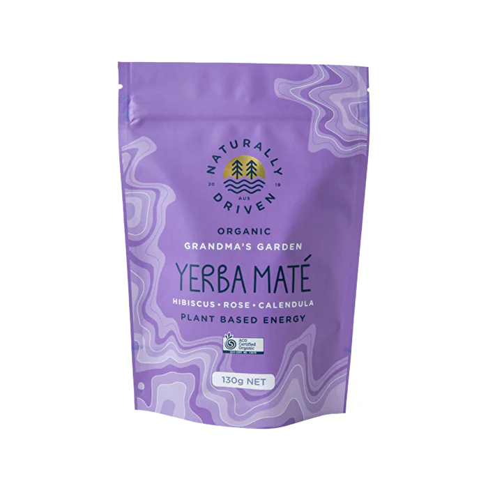 Naturally Driven Organic Yerba Mate Tea Grandma's Garden (Hibiscus, Rose & Calendula) 130g