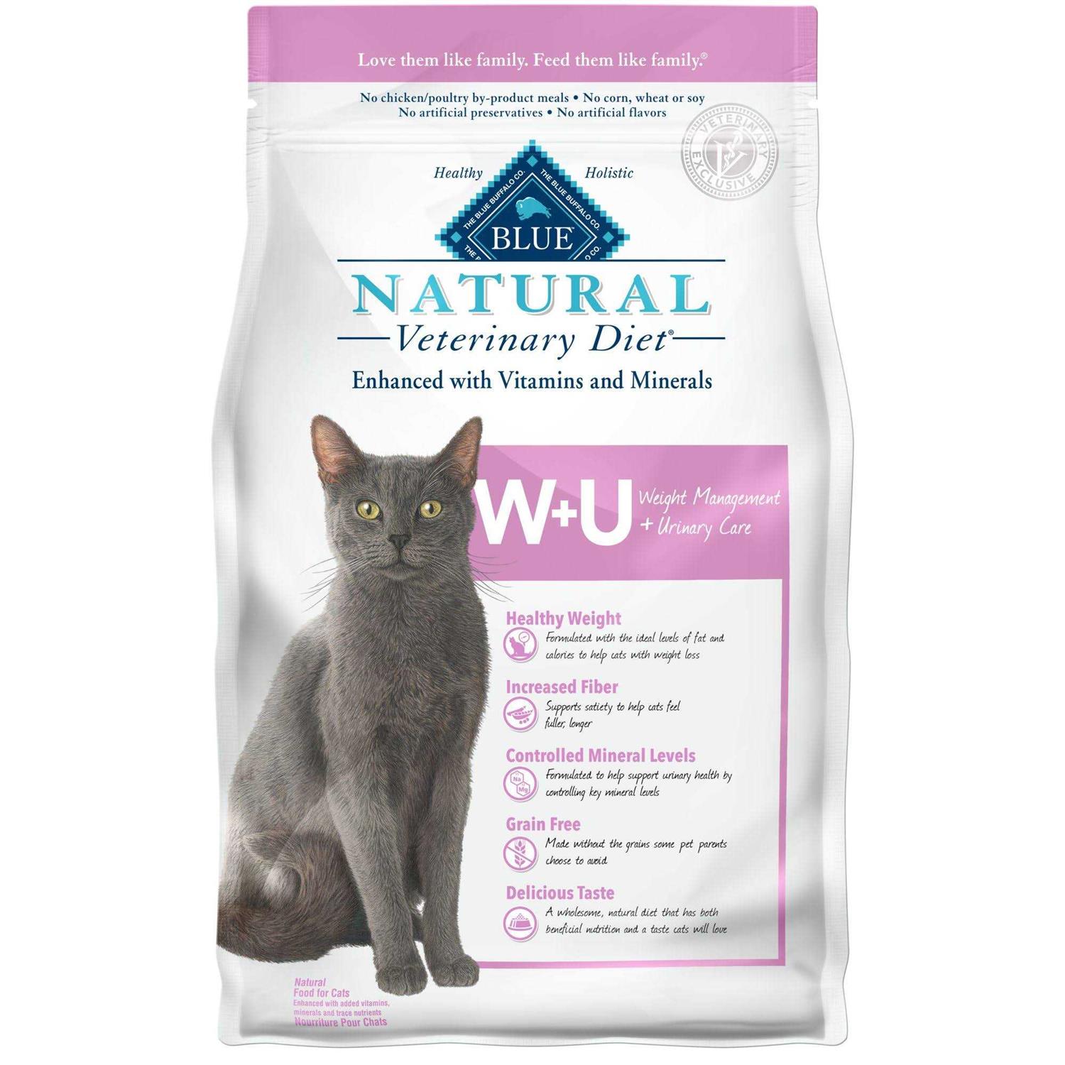 Blue Buffalo Natural Veterinary Diet W+U Weight Management + Urinary Care Dry Cat Food - Pet Supplies online store