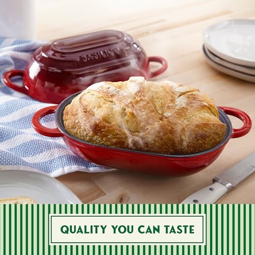 Enameled Cast Iron Bread Oven 2 Qt (Blue), Non-Stick Single Loaf Cast Iron Bread Pan with Lid, Easy Homemade Sourdough Dutch Oven with Lid, Oven-Safe Artisan Bread Baking Pan